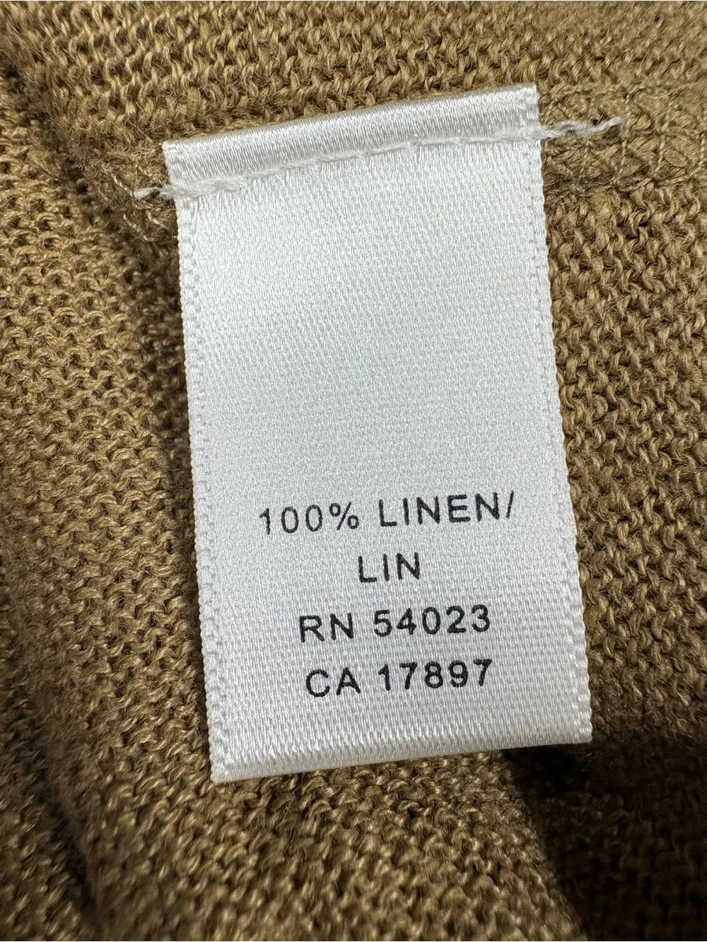 Banana Republic 100% Linen Sweater Men’s L Midweight Light Brown Crew Neck